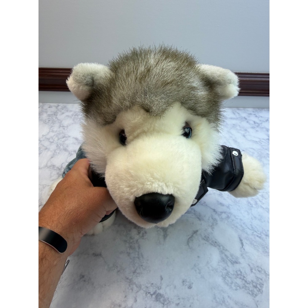 Build-A-Bear Husky Plush Harley-Davidson Biker Outfit Leather Jacket Jeans 16" - Picture 14 of 16